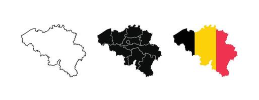 Belgium Map. Map of Belgium with National Flag. vector