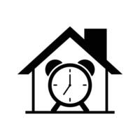 alarm clock in a house building icon vector