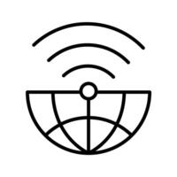 globe with wifi symbol icon vector