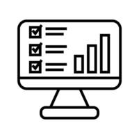 monitor with checklist and chart icon vector
