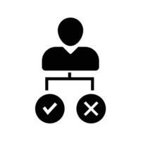 person with a checkmark and cross symbol vector