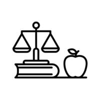 book with scale and apple icon vector