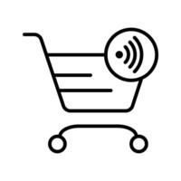 shopping cart with wifi symbol vector