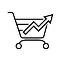 shopping cart with arrow up icon vector