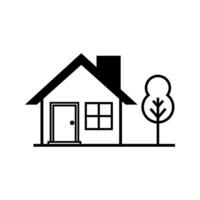 home with tree icon vector