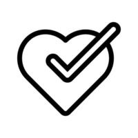 heart with checkmark icon vector