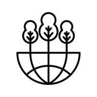 globe with tree icon vector