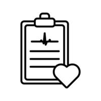 medical record paper with heart and heartbeat icon vector