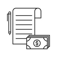 document with pencil and money icon vector