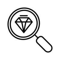 diamond search magnifying glass with diamond icon vector