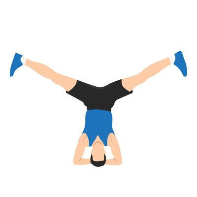 Man doing yoga in headstand position.