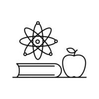 book with apple and atom molecule icon vector