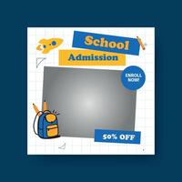 Simple Back to School Social Media Post. Minimalist Welcome Web Post Design for Sale, Promotion, Web, Study, Children, Marketing, Shopping, Etc. vector