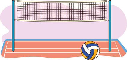 illustration of hand drawn volleyball elements on isolated background. vector