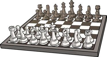 Chessboard. Logical, intellectual game chessboard, chess game black and white pieces. Chess tournament board game illustration set. vector