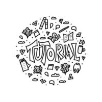 Tutorial concept. word and decoration. vector