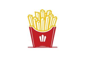 French fries in a red bucket icon vector