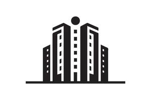 A black and white image of a building with a clock on it vector