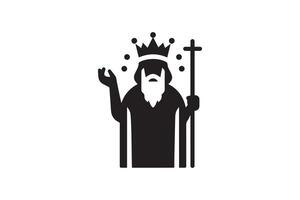 The icon of the king of kings is shown in black and white vector
