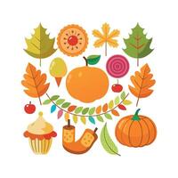 set of Autumn Thanksgiving element vector