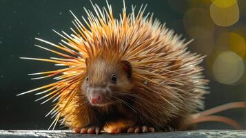 A hedgehog has very dense, curled-up fur that resembles human hair when viewed from a certain angle. photo