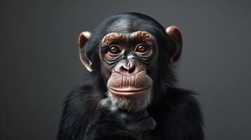 A monkey with a puzzled expression looking into the distance, possibly pondering life. photo
