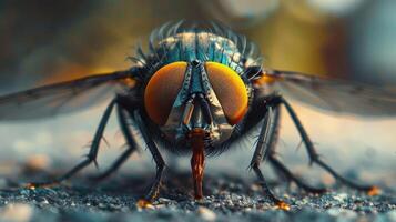 captures the detail and texture of a fly's face, showcasing its intricate features. photo