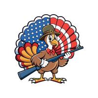 thanksgiving turkey cartoon mascot illustration vector