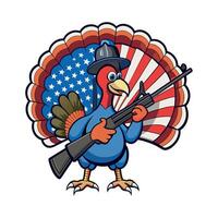 thanksgiving turkey with rifle vector