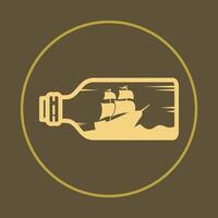 Bottle with small old ship inside trendy icon skillful abstract illustration colorful artwork vector