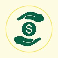 Hands and dollar trendy icon master abstract illustration colorful artwork beautiful design vector