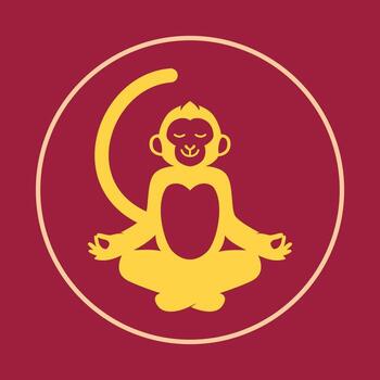Monkey yoga trendy icon skilled abstract illustration colorful artwork beautiful design vector