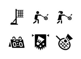 Simple Set of Badminton Related Solid Icons. Contains Icons as Net Pole, Badminton Player and more. vector