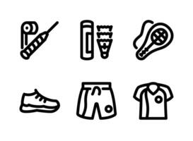 Simple Set of Badminton Related Line Icons. Contains Icons as Racket Grip, Shuttlecock, Bag and more. vector