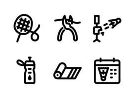 Simple Set of Badminton Related Line Icons. Contains Icons as Badminton Racket, String Cutter, Shuttlecock Feeder and more. vector
