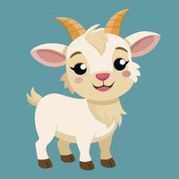 Smiling goat happy funny cute and friendly light green background. vector