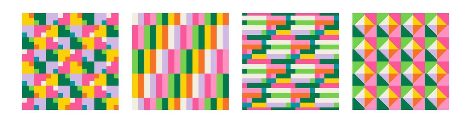 Set of Essential geometric printable seamless pattern with abstract Minimal elegant line form stroke shapes in vibrant colors. Modern simple background in minimalist mid century style wall art