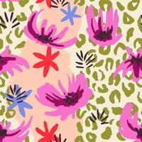 Abstract animal skinand fur print seamless pattern with nature hand drawn shapes, spots, dots and lines with textures. Vibrant jungle boho print. Modern exotic collage geometric illustration vector