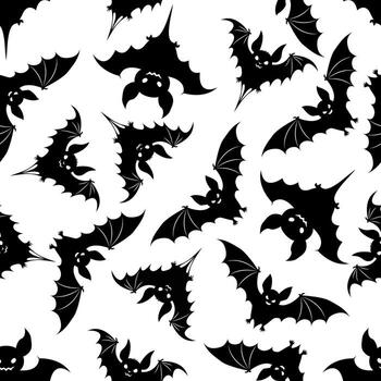 Seamless pattern with bats on a white background. Halloween Pattern vector