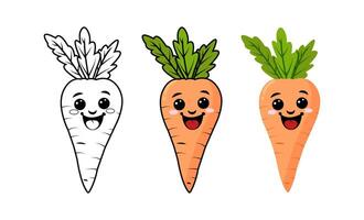 A set of fun carrots. Cartoon style carrots. vector