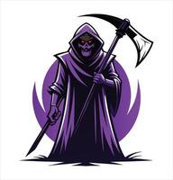 Grim Reaper Holding a Scythe in Colorful And Stylist Design vector