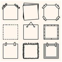 Handdrawn set of square scribbles frame With illustration style doodle and line art vector