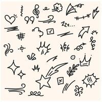 Doodle lines, Arrows, circles and curves With illustration style doodle and line art vector