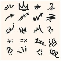 Line movement effect element With illustration style doodle and line art vector