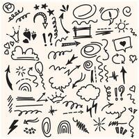 Simple sketch line style elements With illustration style doodle and line art vector