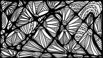 abstract black and white tribal floral with curve line and dot pattern design vector