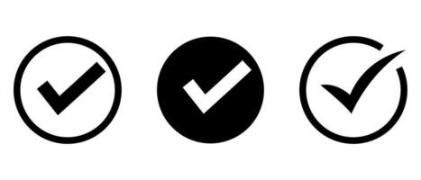 Check mark icons. A check mark icon indicates that the task is completed or approved, completing the task. Yes checkbox. vector