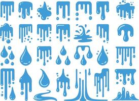 A collection of water dripping for artwork compositions vector