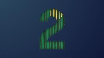 Art of number 2 with green line pattern and yellow moon. vector