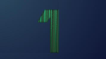Art of number 1 with green line pattern. Paper cut concept on dark blue background. vector